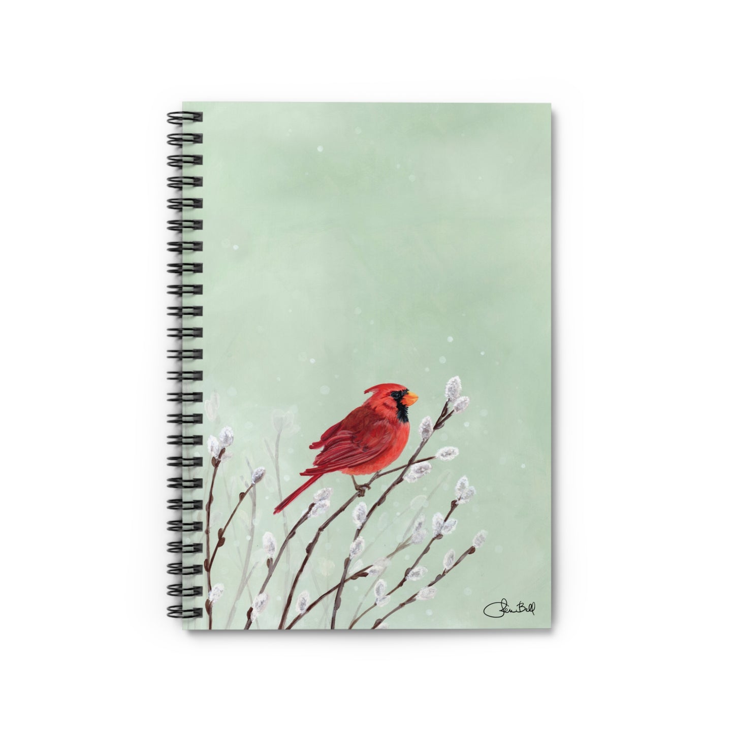 Personalized Winter Cardinal Spiral Notebook with Ruled Line Pages