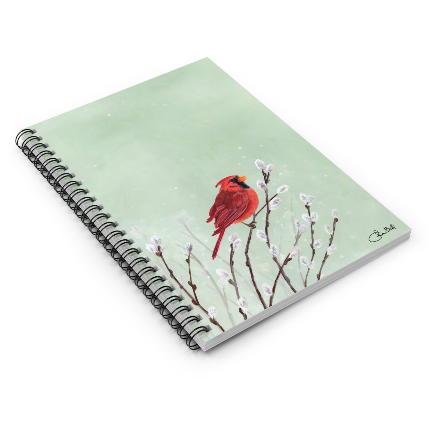 Personalized Winter Cardinal Spiral Notebook with Ruled Line Pages