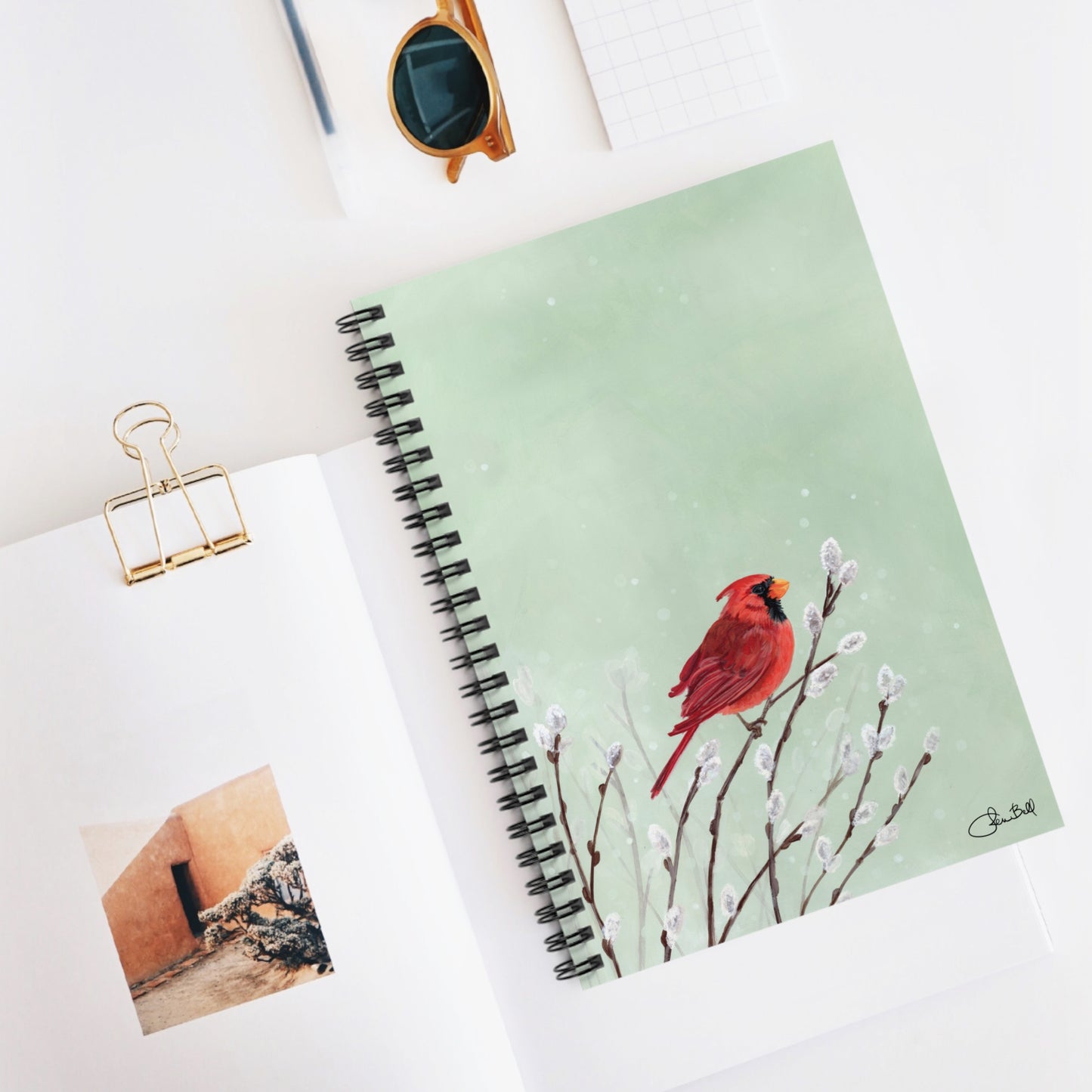 Personalized Winter Cardinal Spiral Notebook with Ruled Line Pages