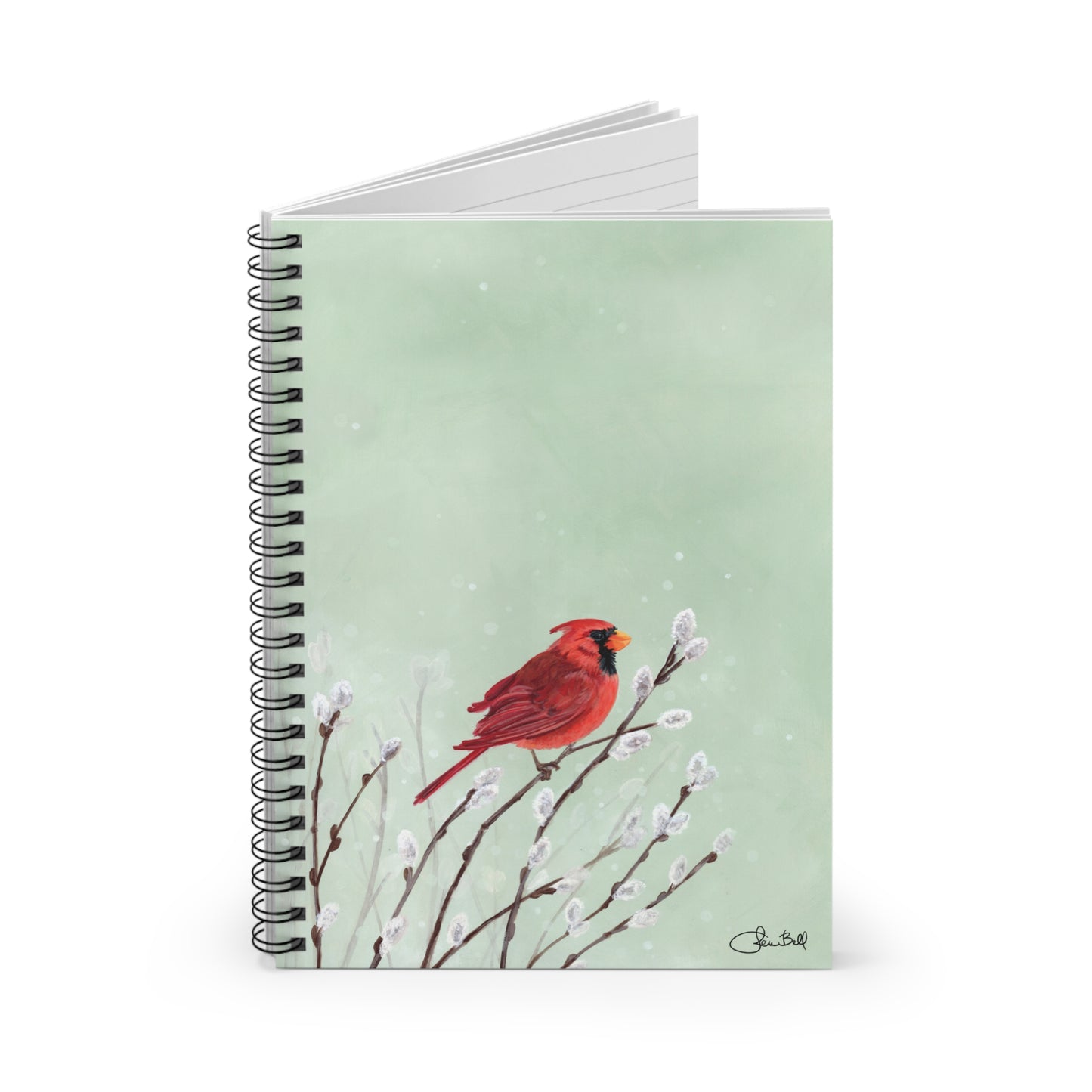 Personalized Winter Cardinal Spiral Notebook with Ruled Line Pages