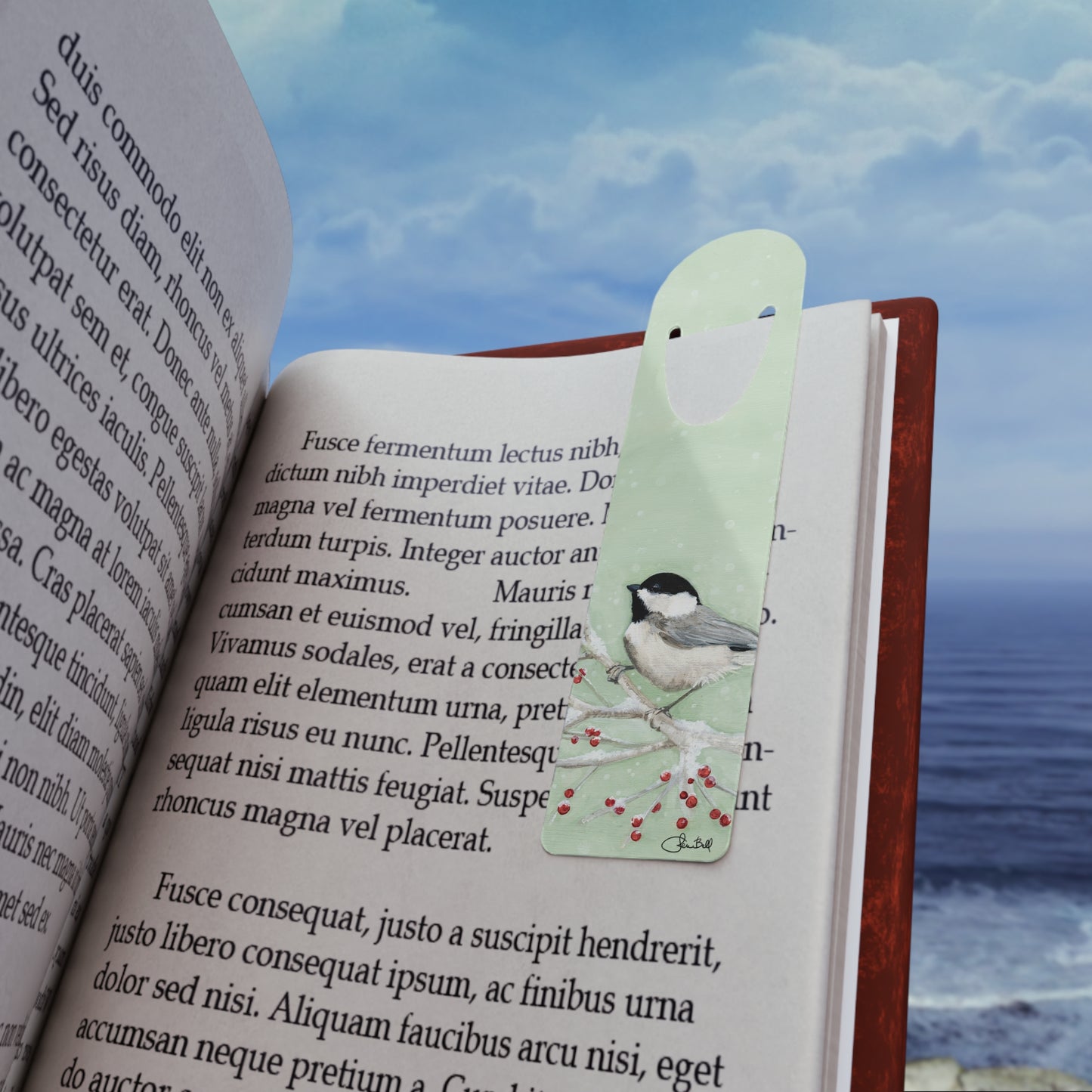 Chickadee and Winter Berries Bookmark is a Perfect Stocking Stuffer