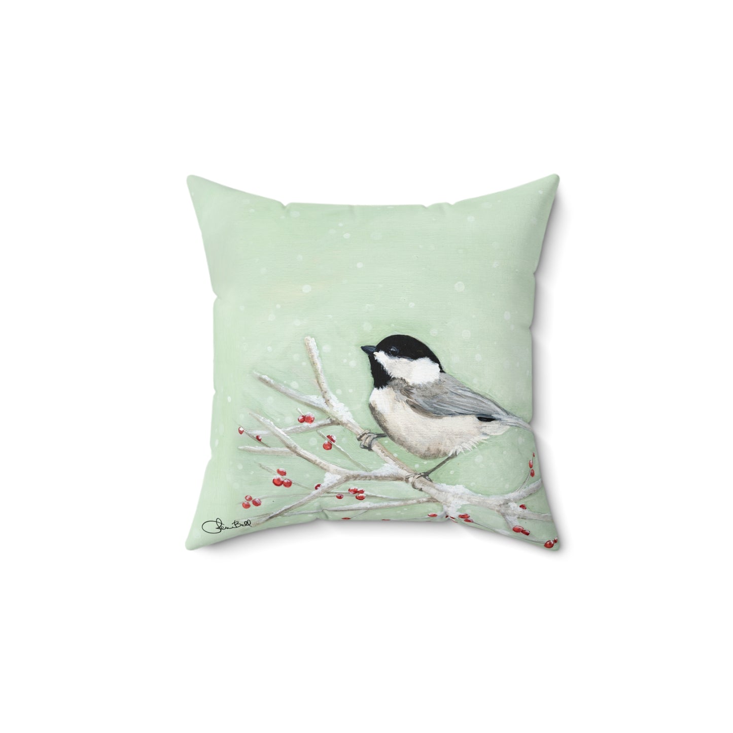 Winter Bird Theme Custom Pillow makes the Perfect Christmas Present for Bird and Garden Lovers