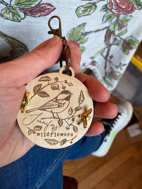 Song Bird Personalized Keychain Flower Press