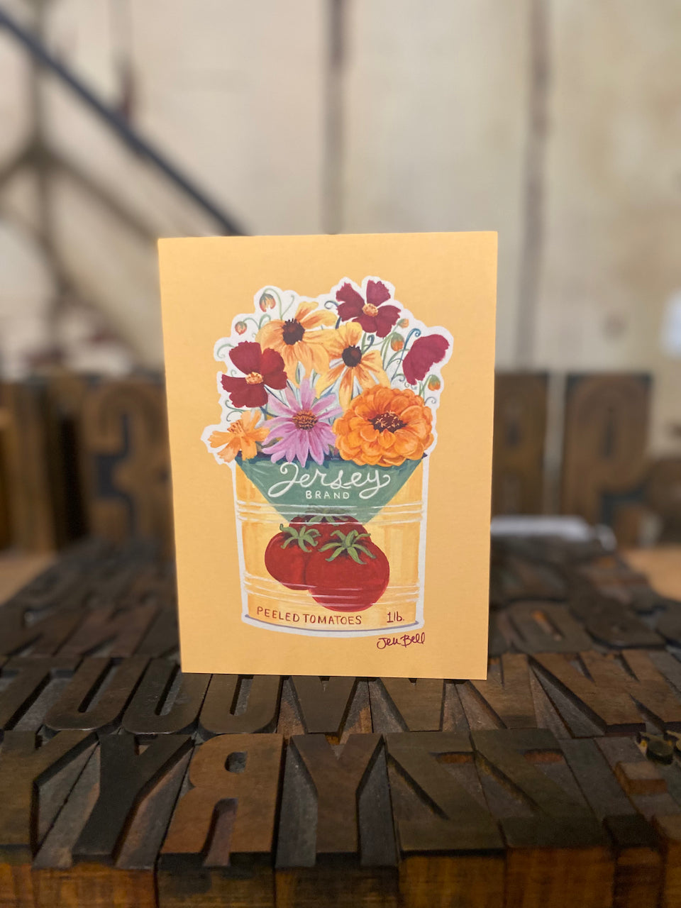 New Jersey Tomatoes Greeting Card in Vintage Tin Can