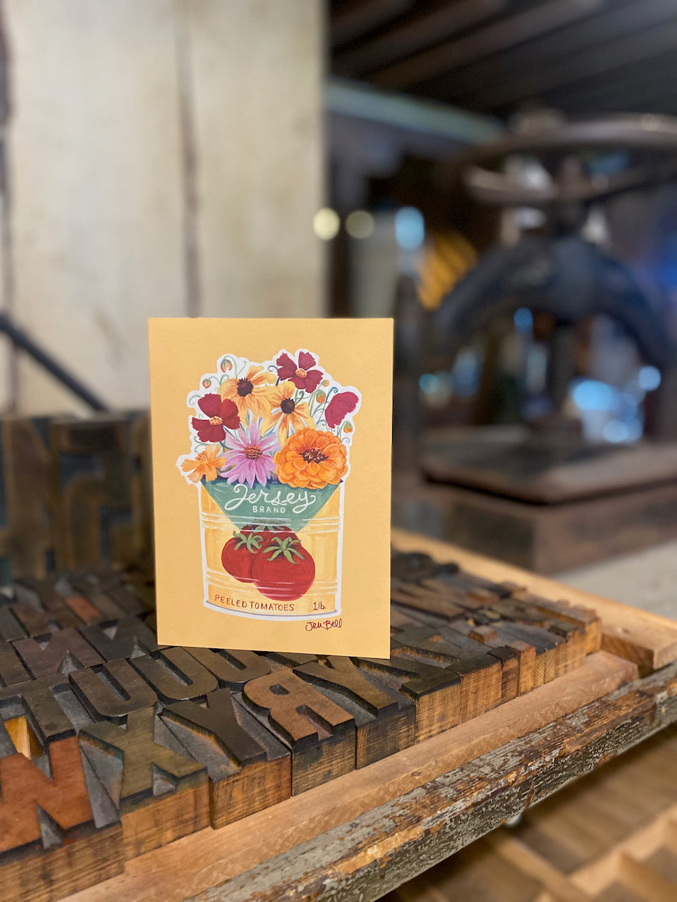 New Jersey Tomatoes Greeting Card in Vintage Tin Can