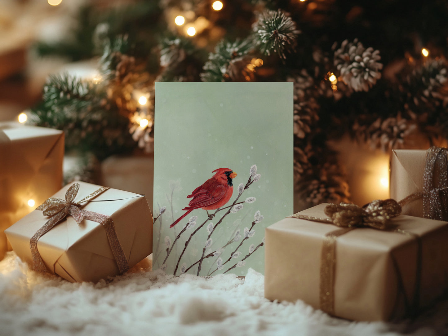 Christmas Cardinal Card Blank on the Inside