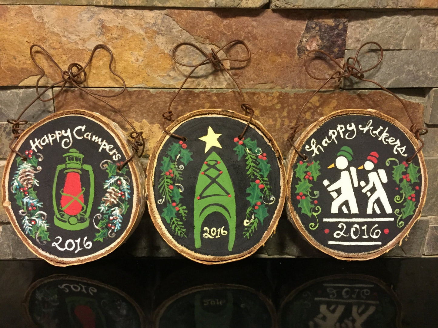 Camping Christmas Ornament with Vintage Lantern