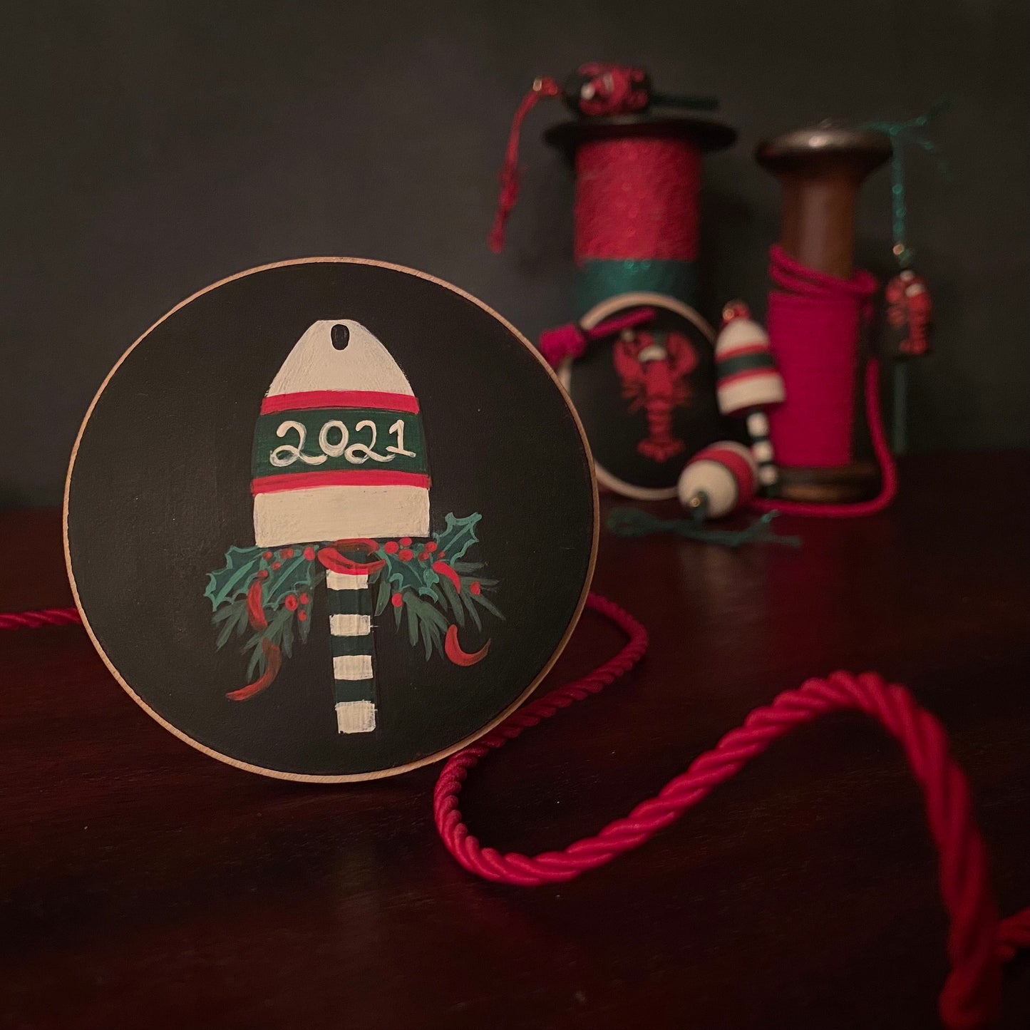 Maryland Crab Santa Claws Christmas Ornament with Maine Lobsters, Buoys and Lanterns Too!