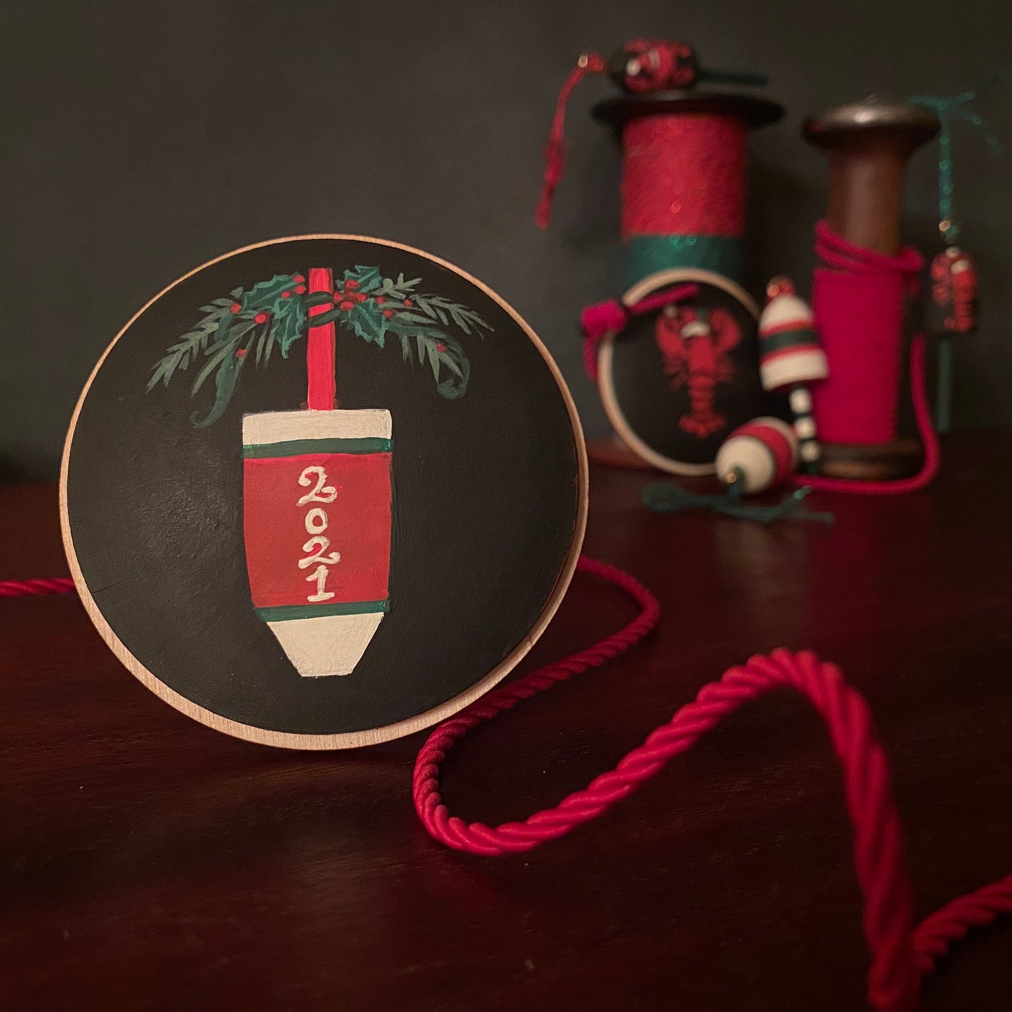 Maryland Crab Santa Claws Christmas Ornament with Maine Lobsters, Buoys and Lanterns Too!