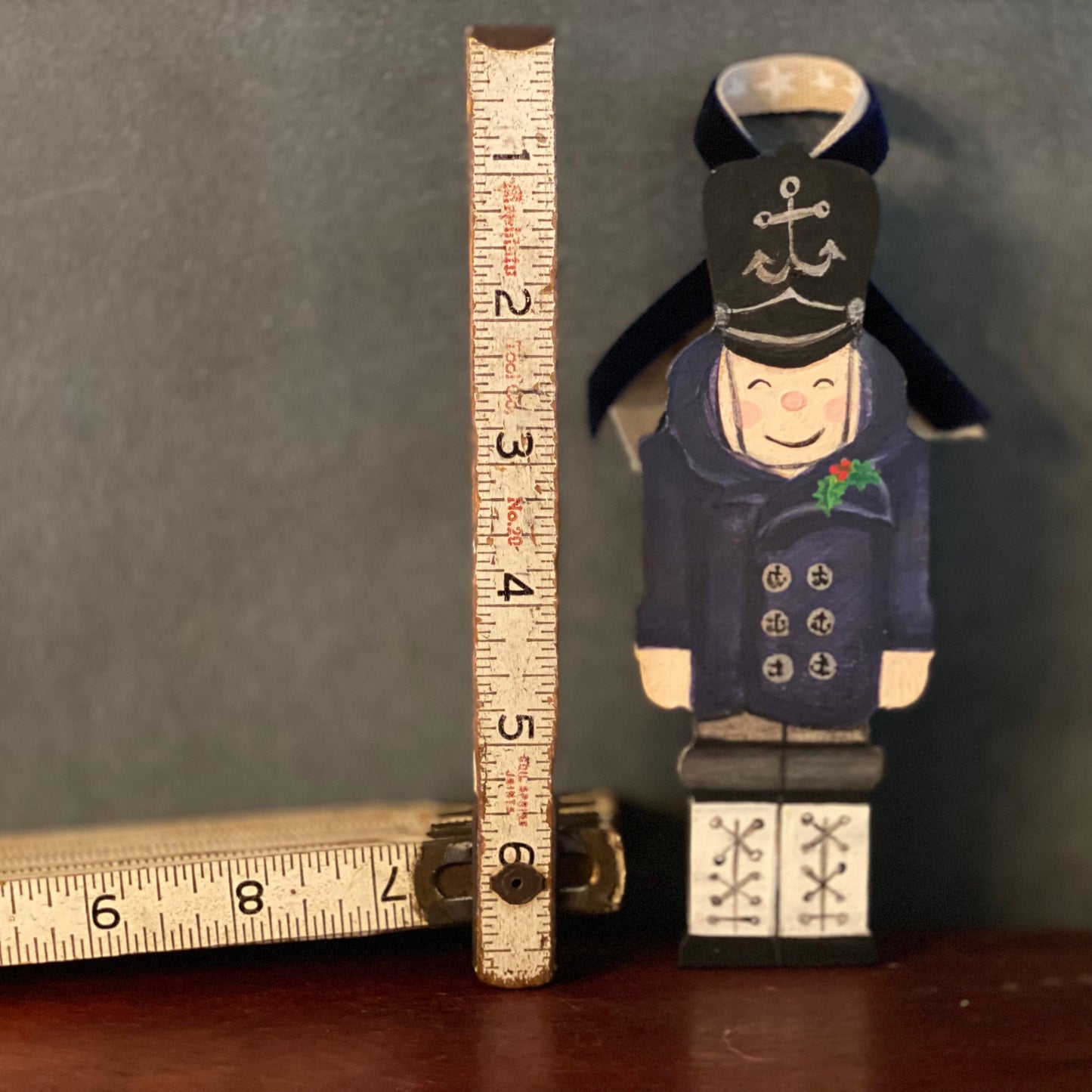 Fishing Christmas Ornament with Navy Sailor or Fishing Captain Nutcracker