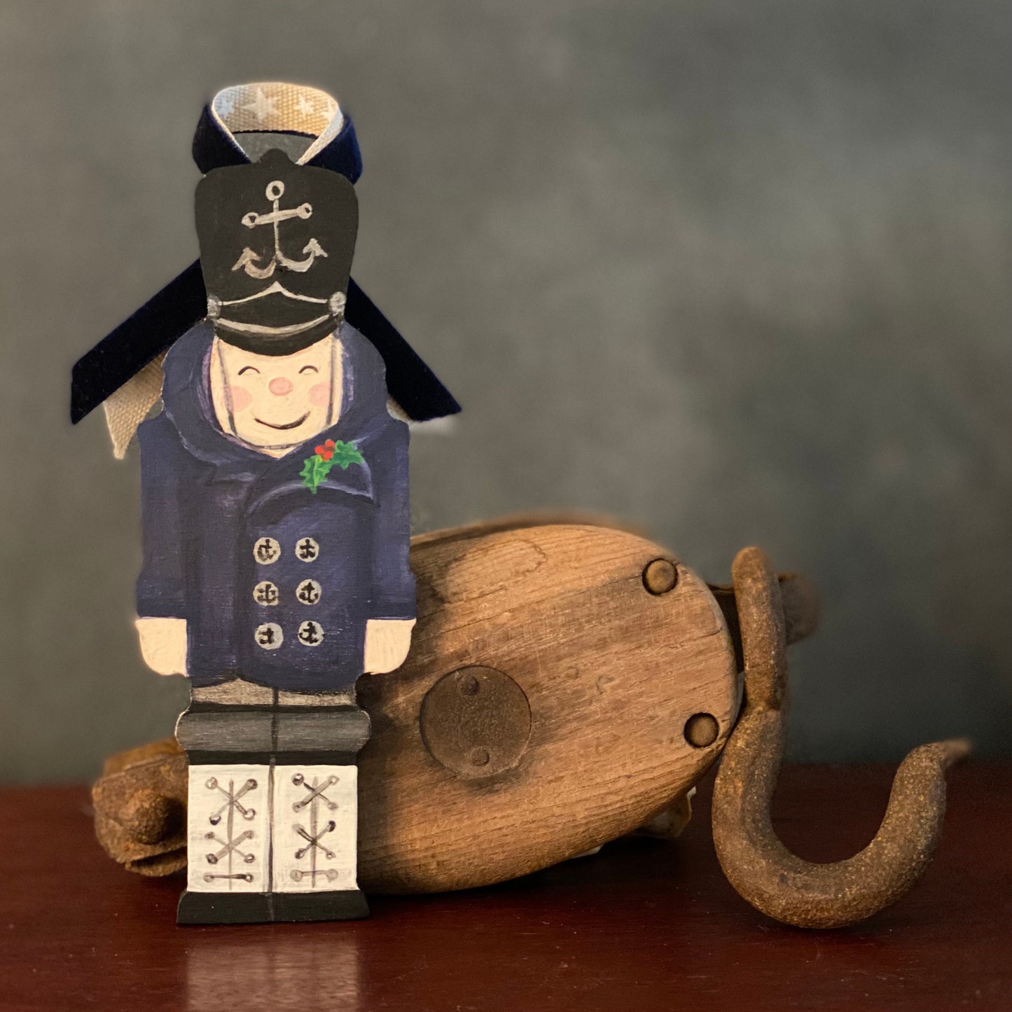 Fishing Christmas Ornament with Navy Sailor or Fishing Captain Nutcracker