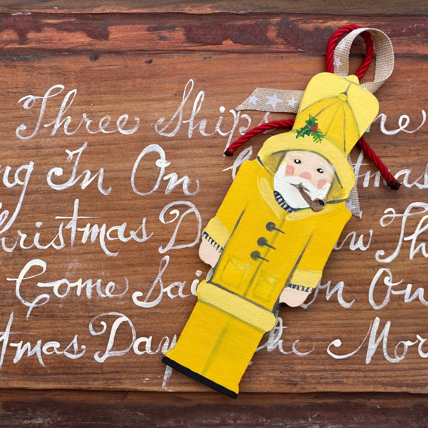 Fishing Christmas Ornament with Navy Sailor or Fishing Captain Nutcracker