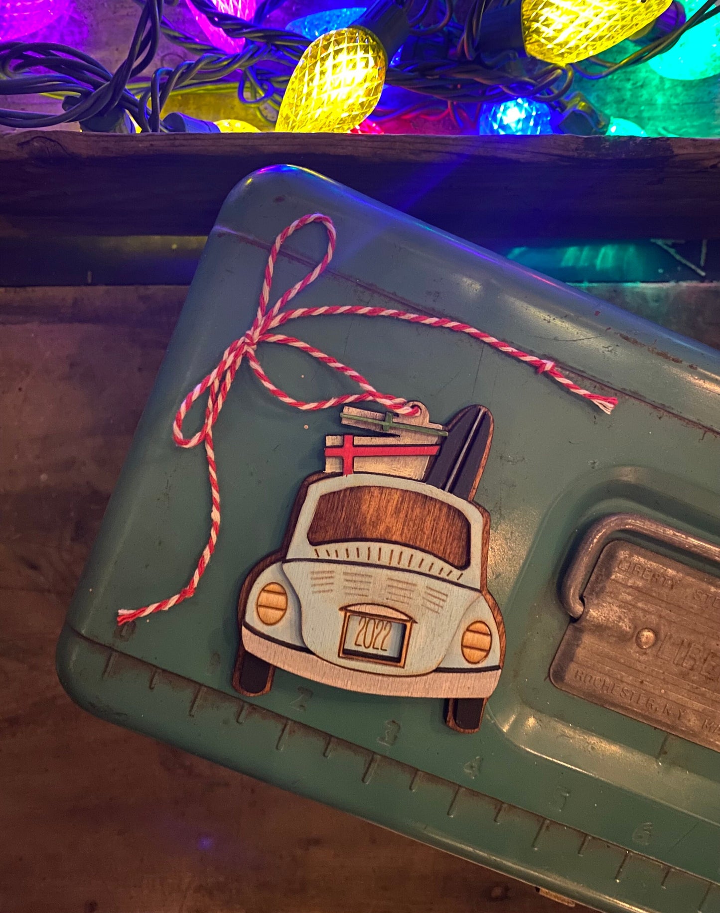 Retro VW Bug Personalized Christmas Ornament