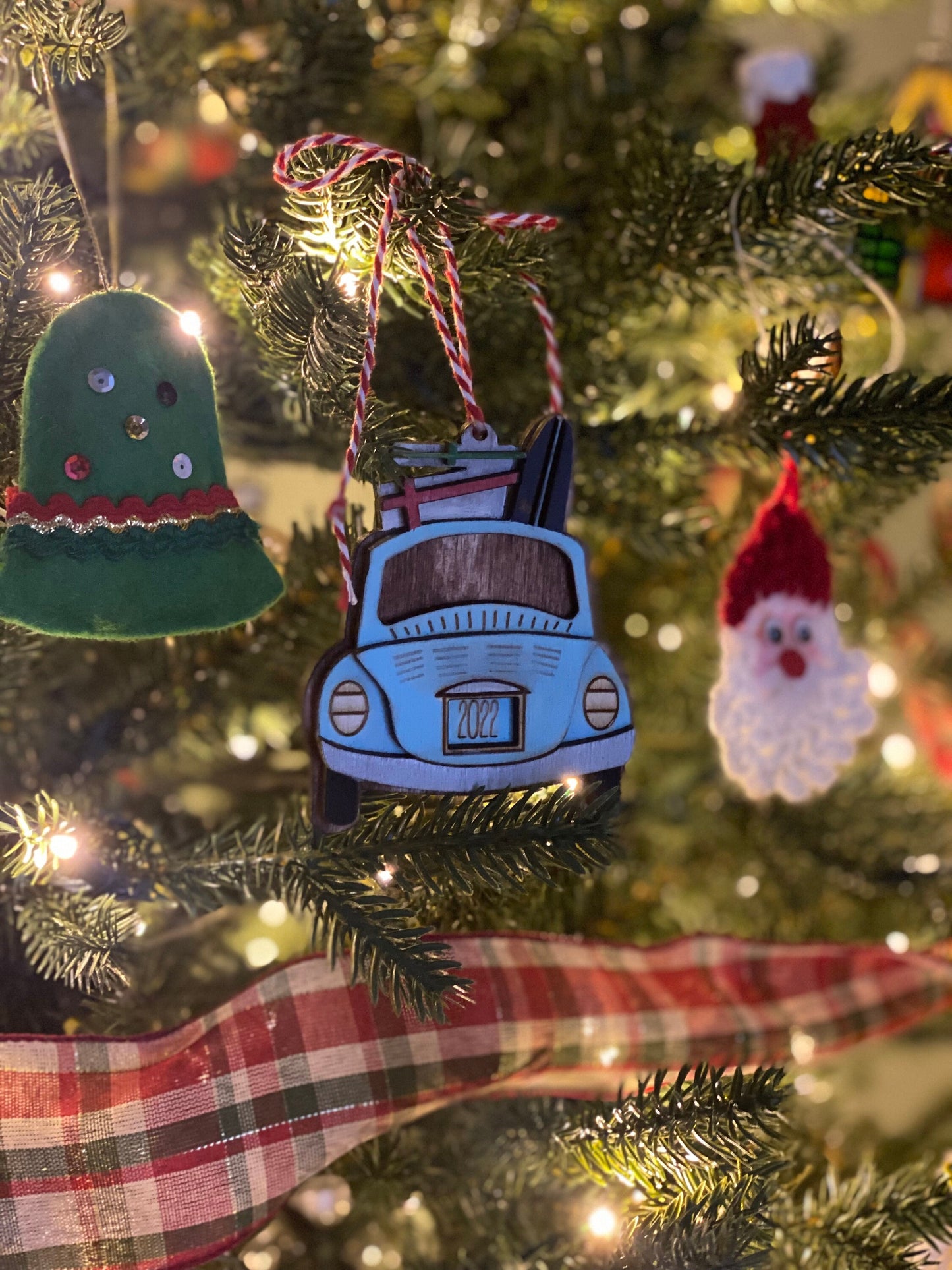 Retro VW Bug Personalized Christmas Ornament