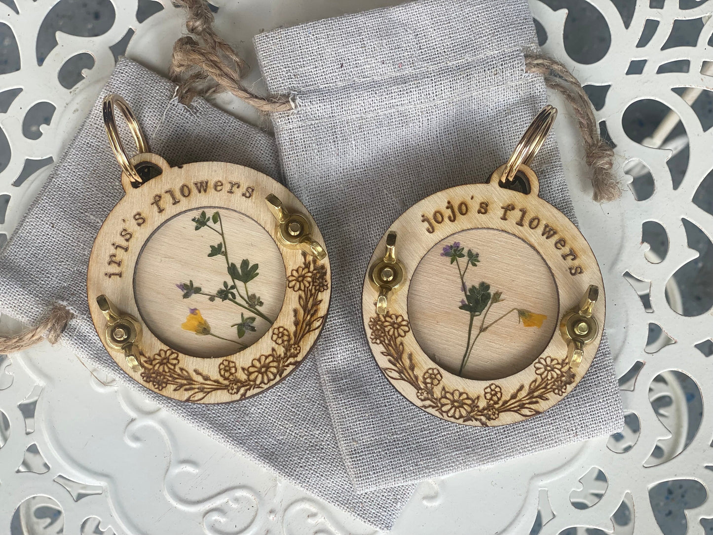 State Flower Pocket Size Flower Press Keychain