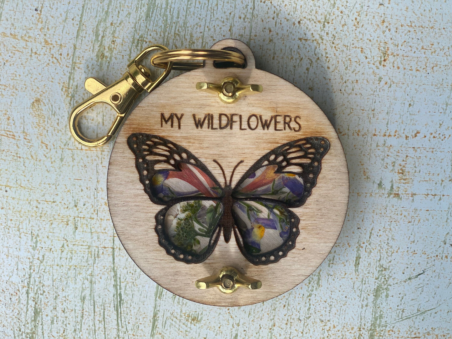 State Flower Pocket Size Flower Press Keychain