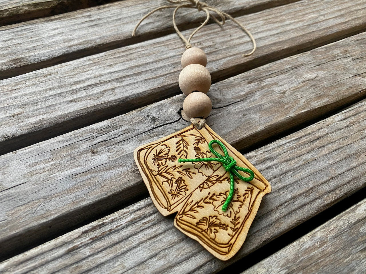 Swimsuit, Beach Trunks and Bikini Personalized Christmas Ornament with Wooden Balls
