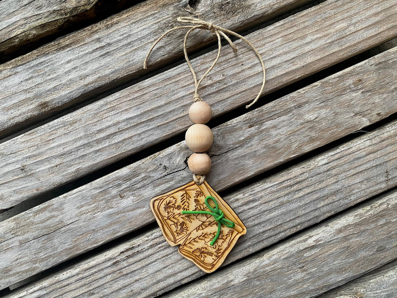 Swimsuit, Beach Trunks and Bikini Personalized Christmas Ornament with Wooden Balls
