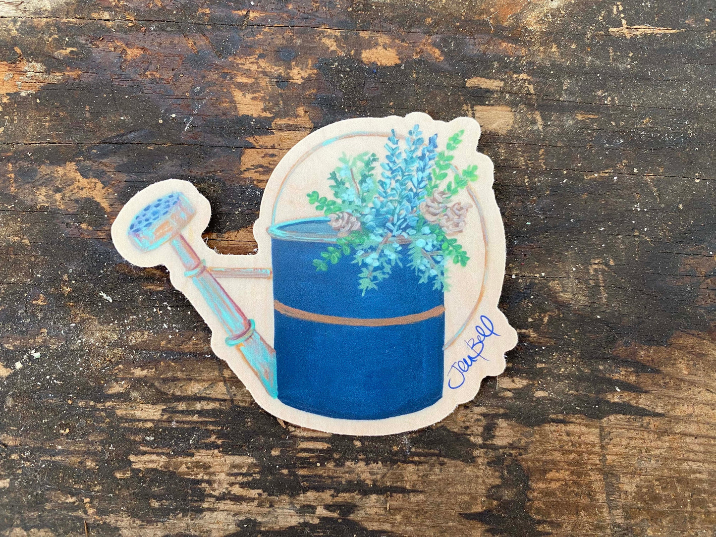 Vintage Watering Can with Festive Holiday Florals