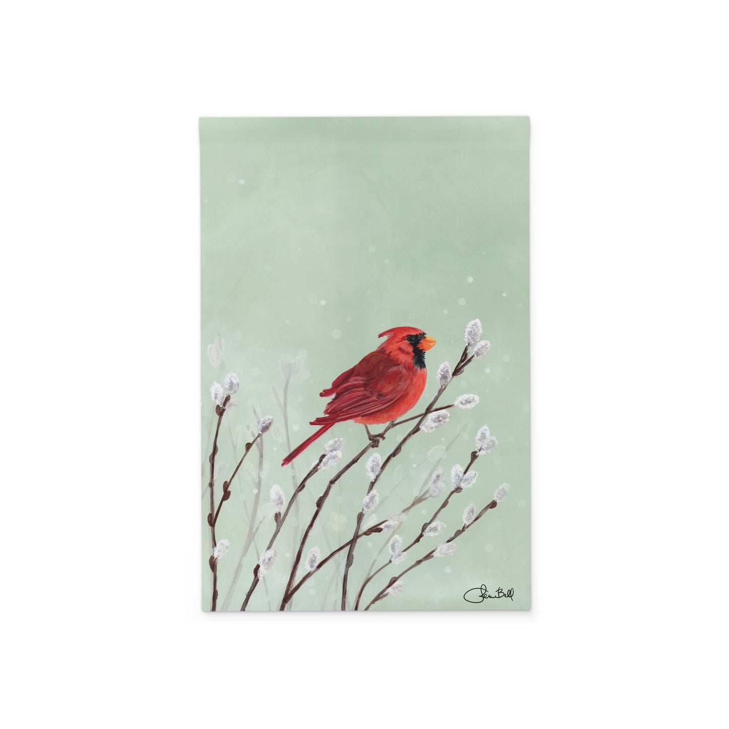 Garden Flag Featuring Jen Bell's Winter Cardinal