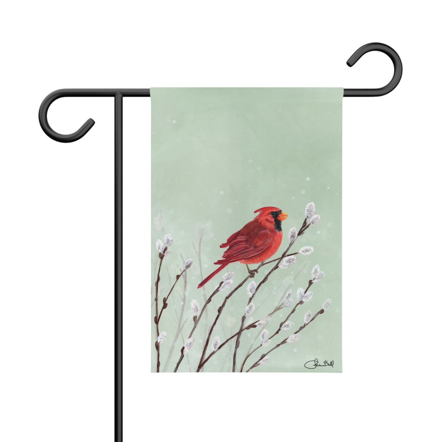 Garden Flag Featuring Jen Bell's Winter Cardinal