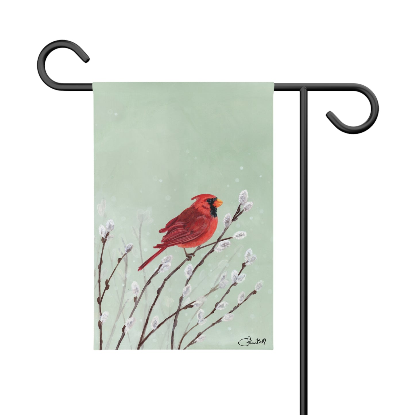 Garden Flag Featuring Jen Bell's Winter Cardinal