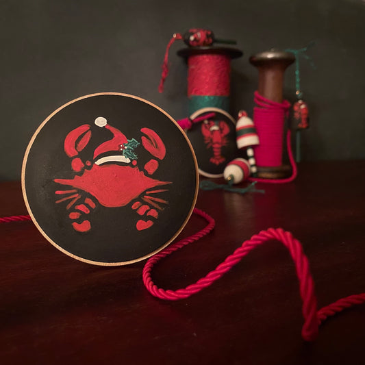 Maryland Crab Santa Claws Christmas Ornament with Maine Lobsters, Buoys and Lanterns Too!