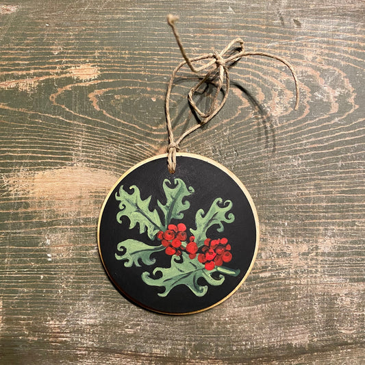 Botanical Art Ornaments with Holly, Pine, Juniper & Winter Berry