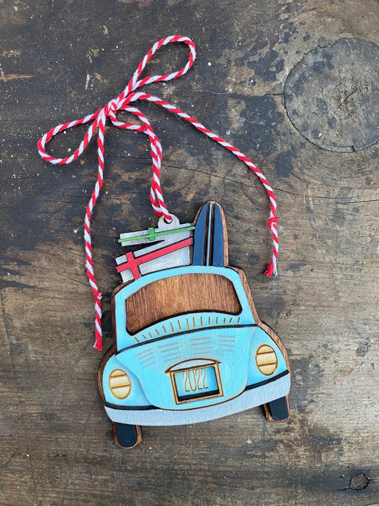 Retro VW Bug Personalized Christmas Ornament