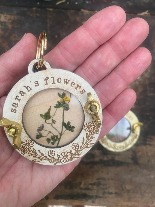 Pocket-size Keychain Flower Press is Travel Size and Perfect as a Stocking Stuffer