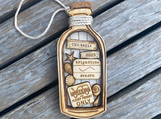 Christmas Message in a Bottle Jersey Shore Beach Tag Ornament