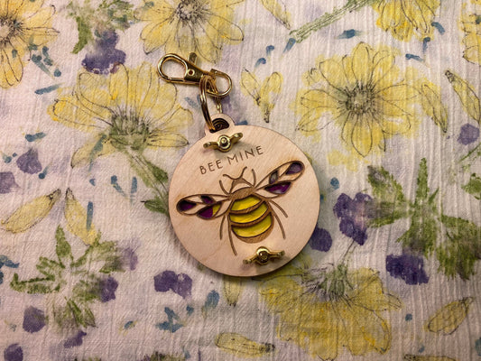 Pocket-size Bumble Bee Flower Press Keychain