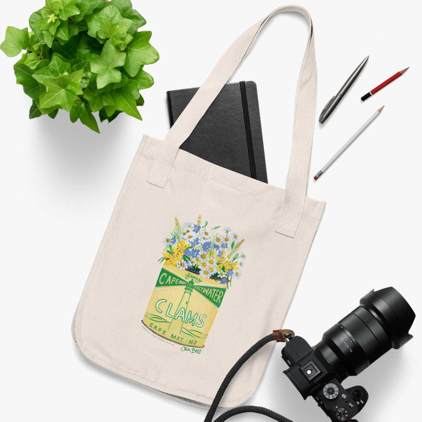 Cape May Clams from NJ Art on Organic Canvas Tote Bag