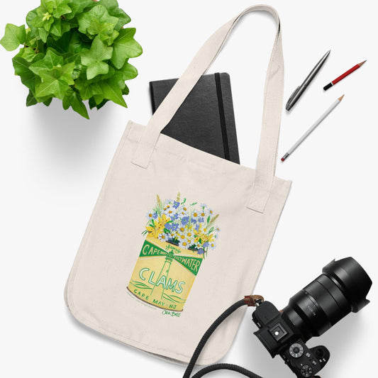 Cape May Clams from NJ Art on Organic Canvas Tote Bag